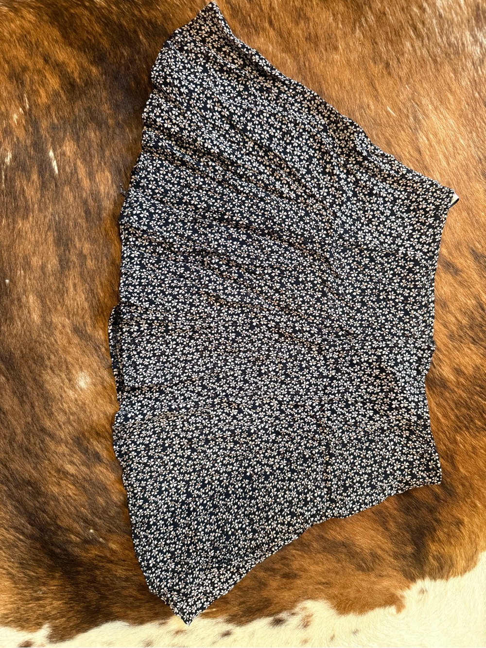 Brandy Melville Black Mini Skirt with White Floral Print